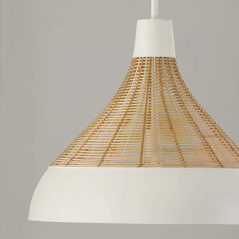 Image 7 Capital Lighting Kali 22" Wide Modern Matte White and Rattan Pendant more views