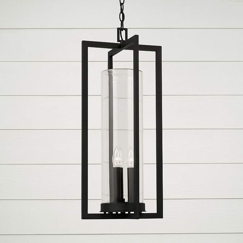 Image 2 Capital Lighting Kent 3 Light Outdoor Hanging Lantern 12" Black more views