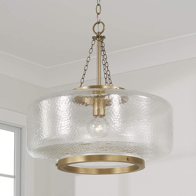 Image 1 Capital Lighting Landon 1 Light Pendant 19.75" Aged Brass