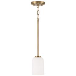 Capital Lighting Lawson 5" Wide Aged Brass White Glass Mini Pendant