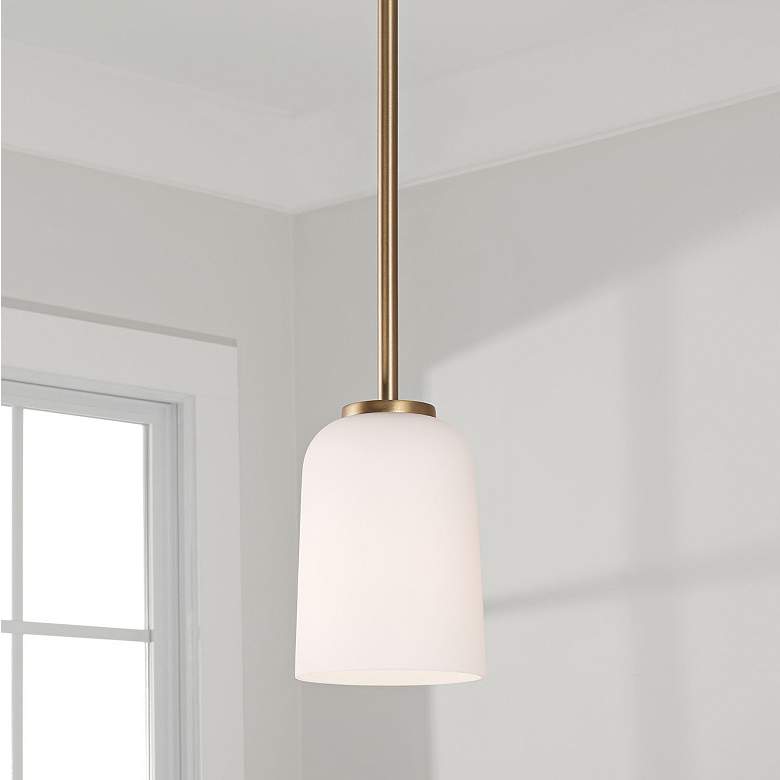 Image 3 Capital Lighting Lawson 5" Wide Aged Brass White Glass Mini Pendant more views