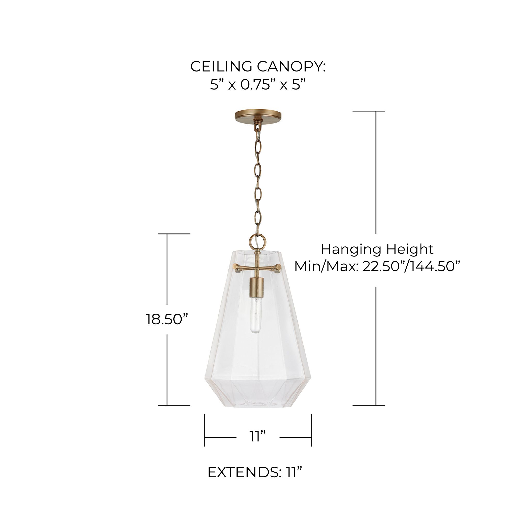 Capital Lighting Lee 1 Light Pendant 11" Aged Brass