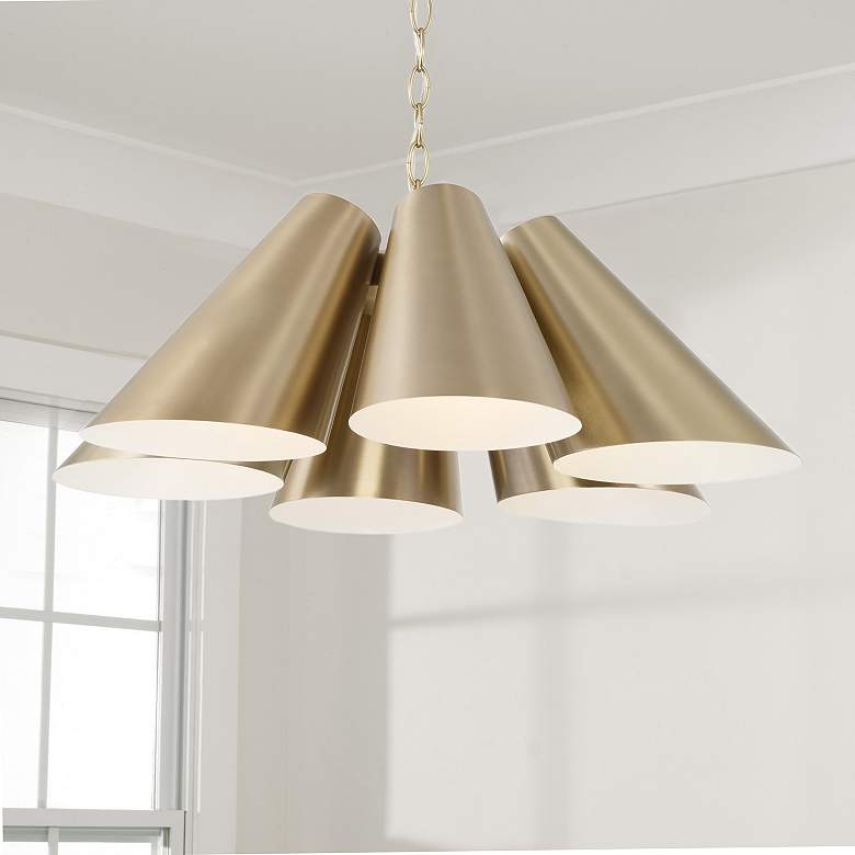 Image 1 Capital Lighting Leo 6 Light Pendant 25" Matte Brass
