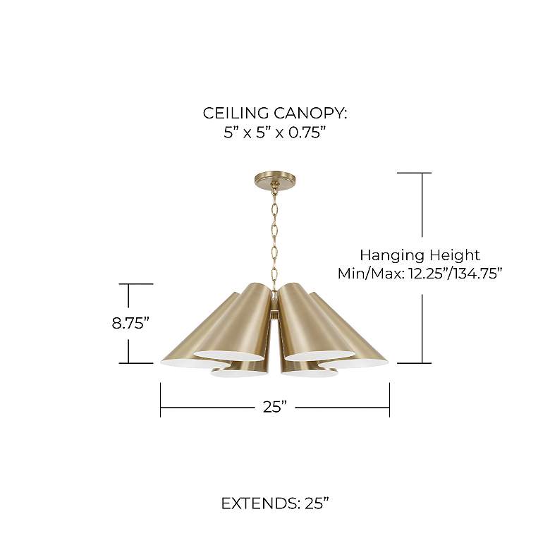 Image 5 Capital Lighting Leo 6 Light Pendant 25" Matte Brass more views