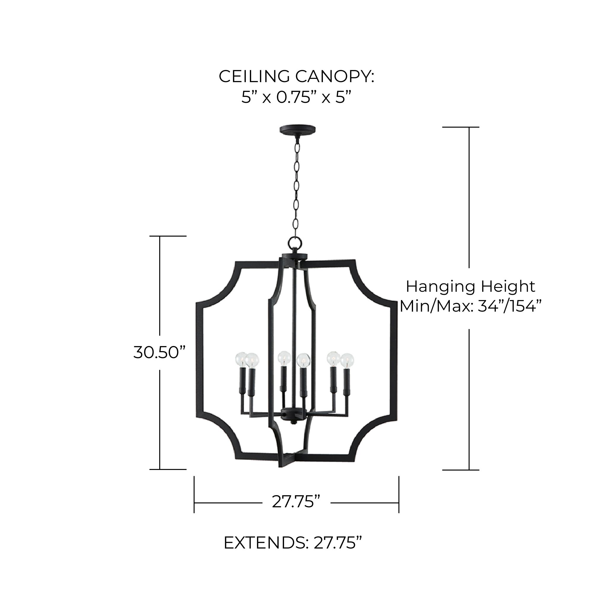 Capital Lighting Lesley 6 Light Foyer Black Iron