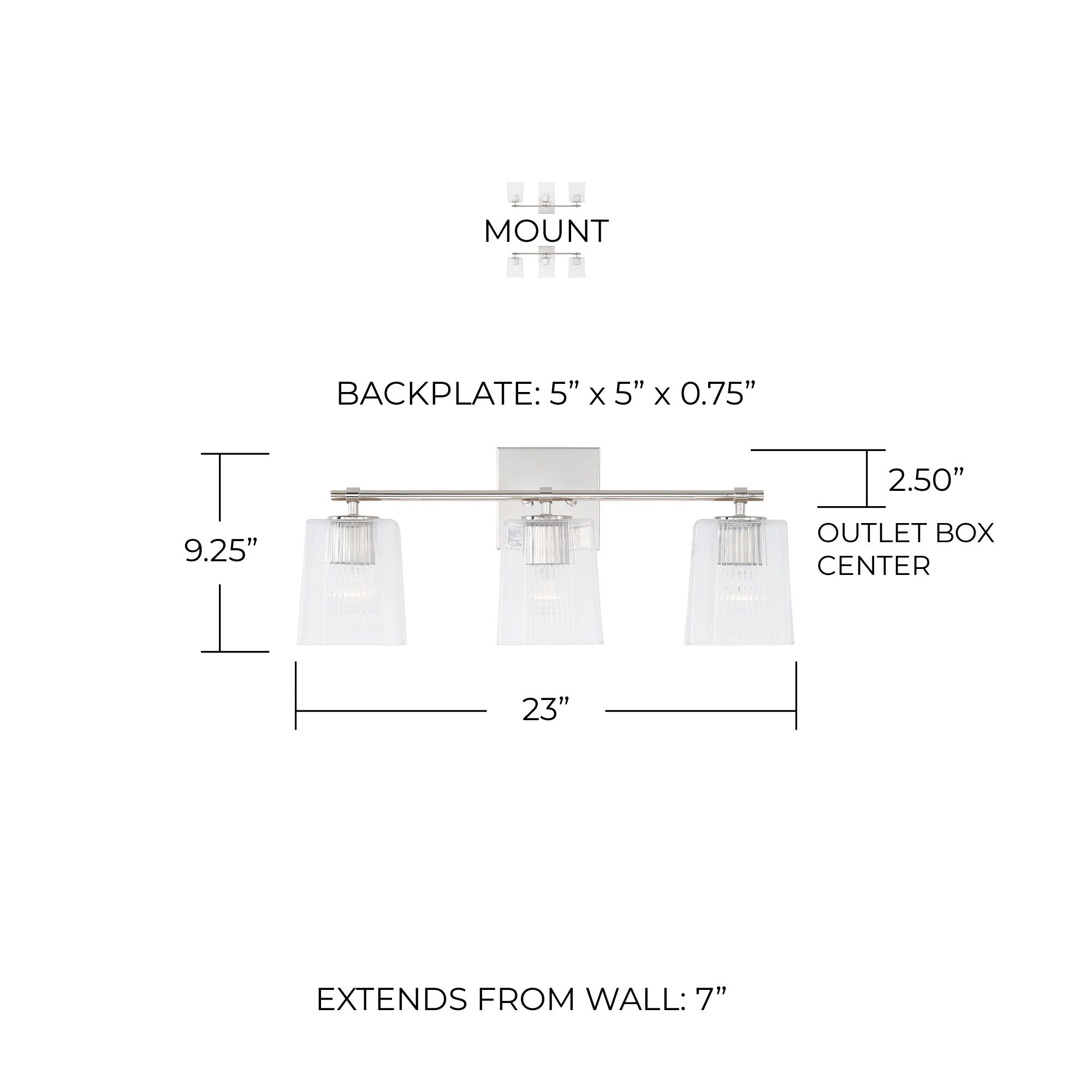 Image 5 Capital Lighting Lexi 3 Light Vanity 23" Polished Nickel more views