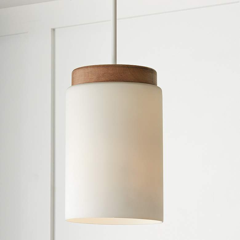 Image 1 Capital Lighting Liam 1 Light Pendant Light Wood and White