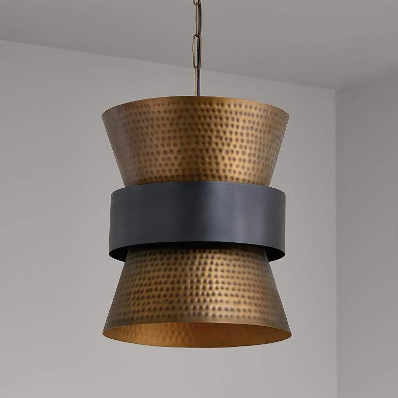 Image 1 Capital Lighting Loren 13" Wide Patinaed Brass and Dark Zinc Pendant