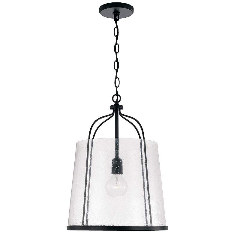 Image 1 Capital Lighting Madison 14" Wide Matte Black Seeded Glass Pendant
