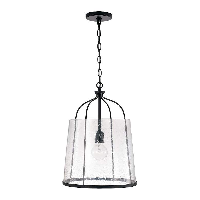 Image 4 Capital Lighting Madison 14" Wide Matte Black Seeded Glass Pendant more views