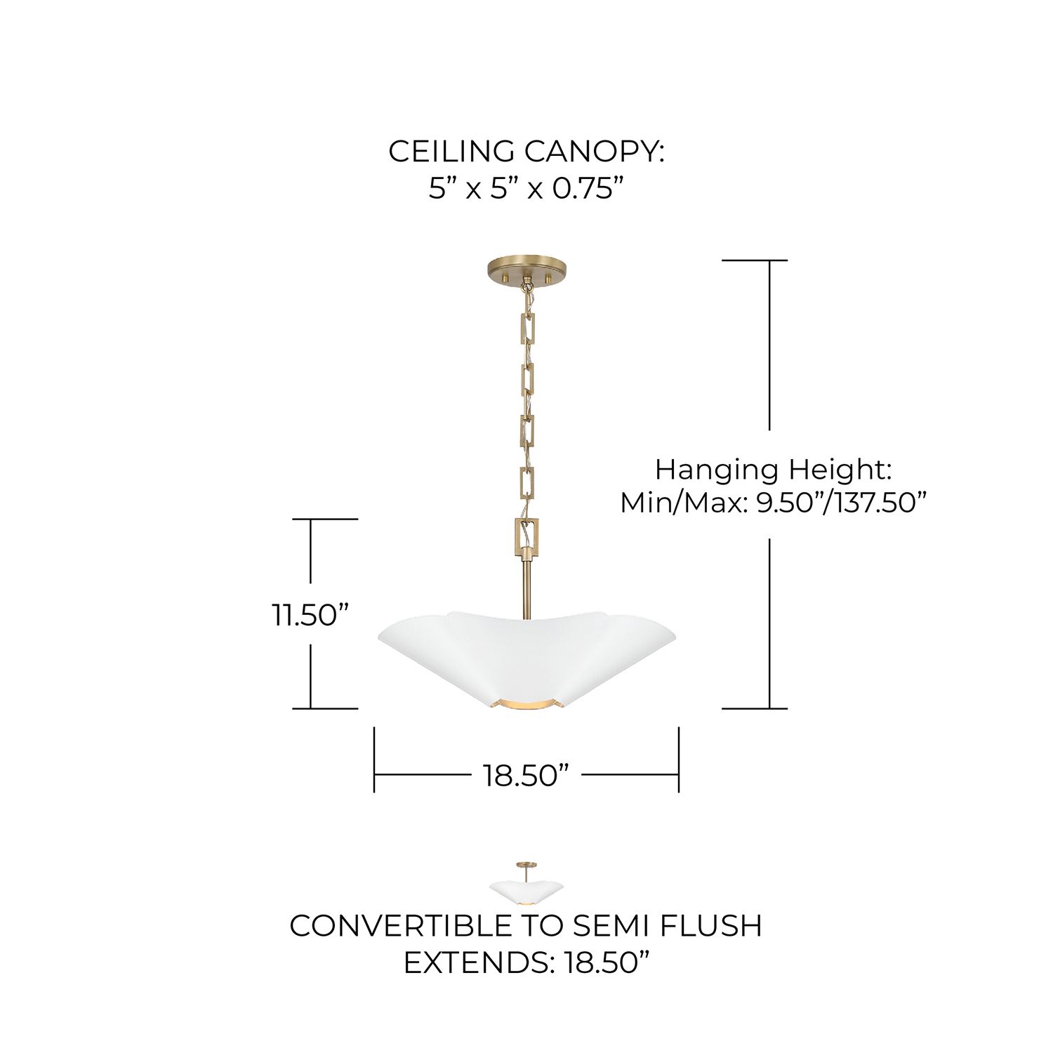 Capital Lighting Maeve 4 Light Pendant 18.5" Matte Brass and White