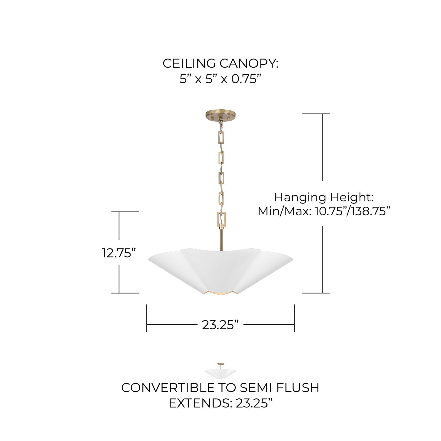 Capital Lighting Maeve 4 Light Pendant 23.25" Matte Brass and White