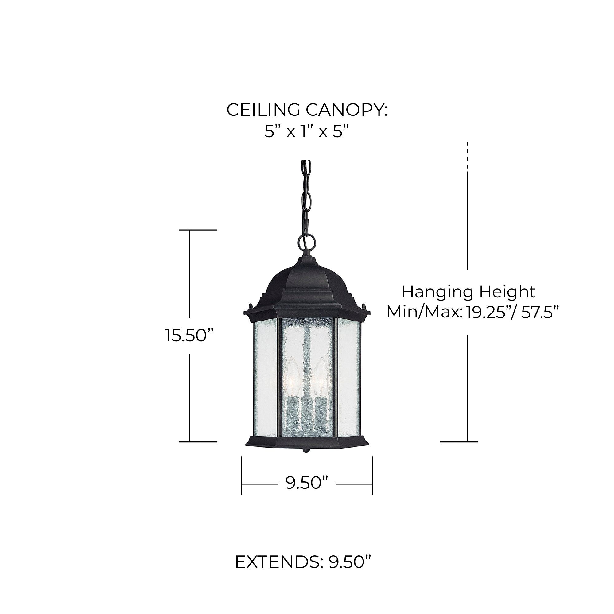 Image 2 Capital Lighting Main Street 3 Light Outdoor Hanging-Lantern Black more views