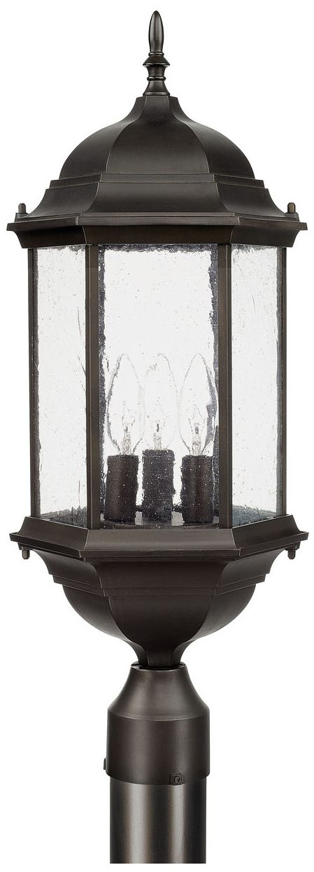 Image 2 Capital Lighting Main Street 3 Light Outdoor Post lantern 9.5" Old Bronze