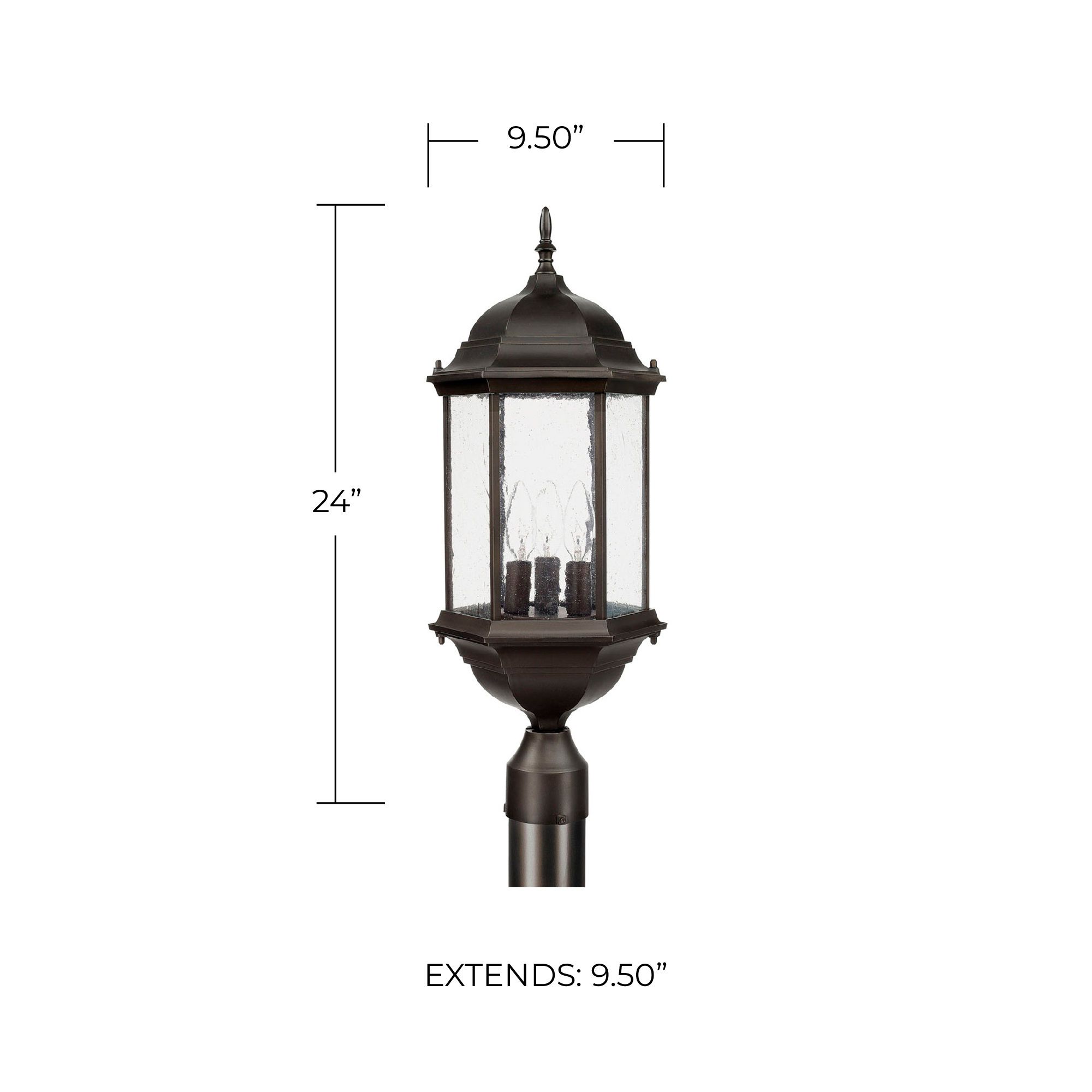 Image 3 Capital Lighting Main Street 3 Light Outdoor Post lantern 9.5" Old Bronze more views