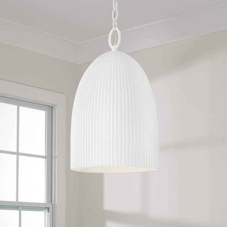 Image 1 Capital Lighting Mallory 1 Light Pendant 11" Ceramic White