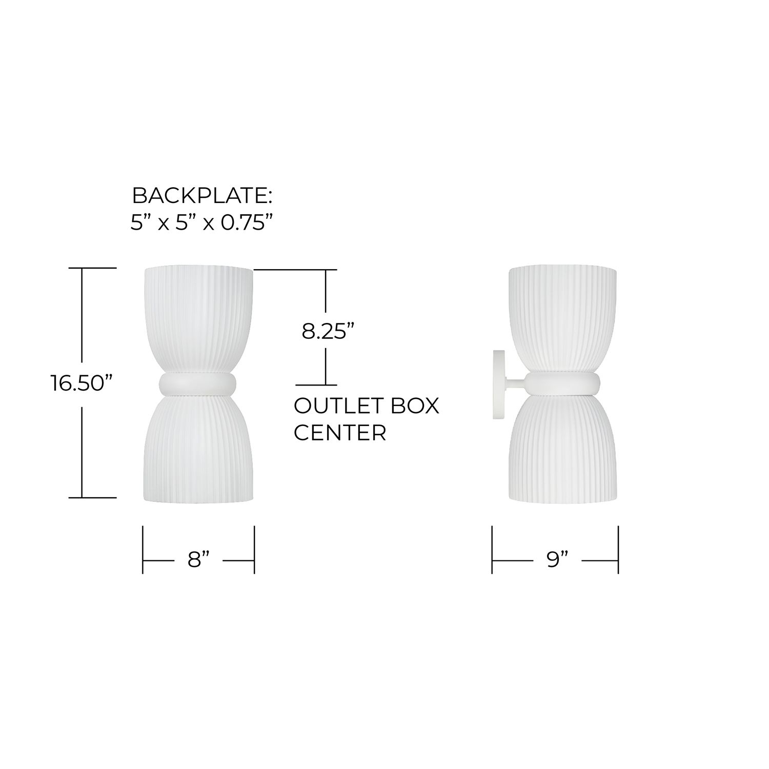 Capital Lighting Mallory 2 Light Sconce 8" Ceramic White