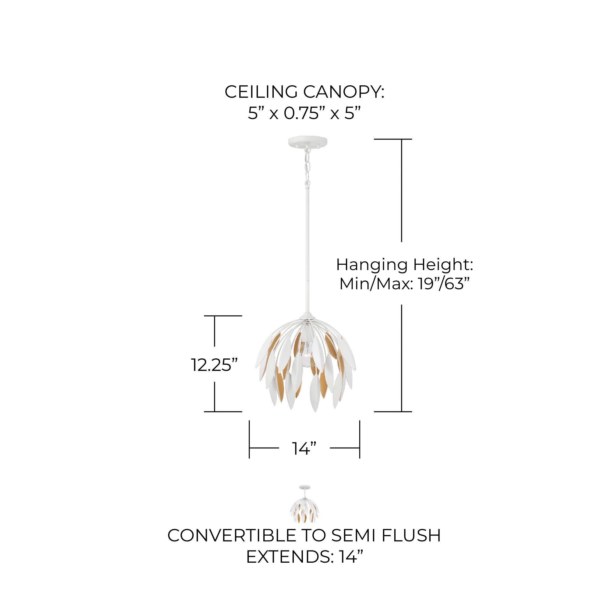 Image 7 Capital Lighting Margeaux 1 Light Pendant 14" Matte White more views