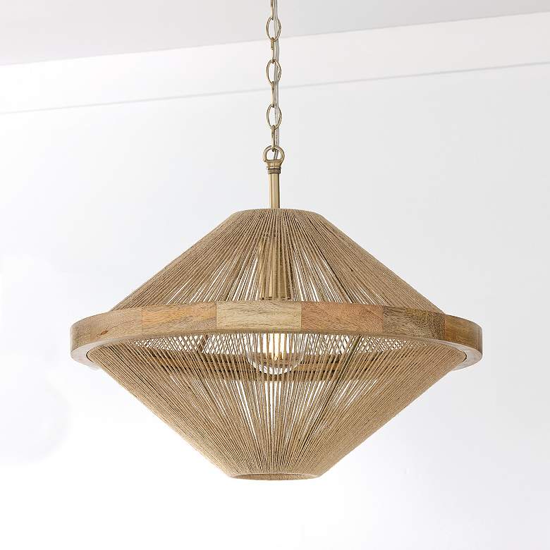 Image 3 Capital Lighting Maya 19 3/4" Brass and Natural Jute Ceiling Light more views