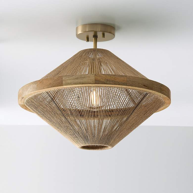 Image 4 Capital Lighting Maya 19 3/4" Brass and Natural Jute Ceiling Light more views