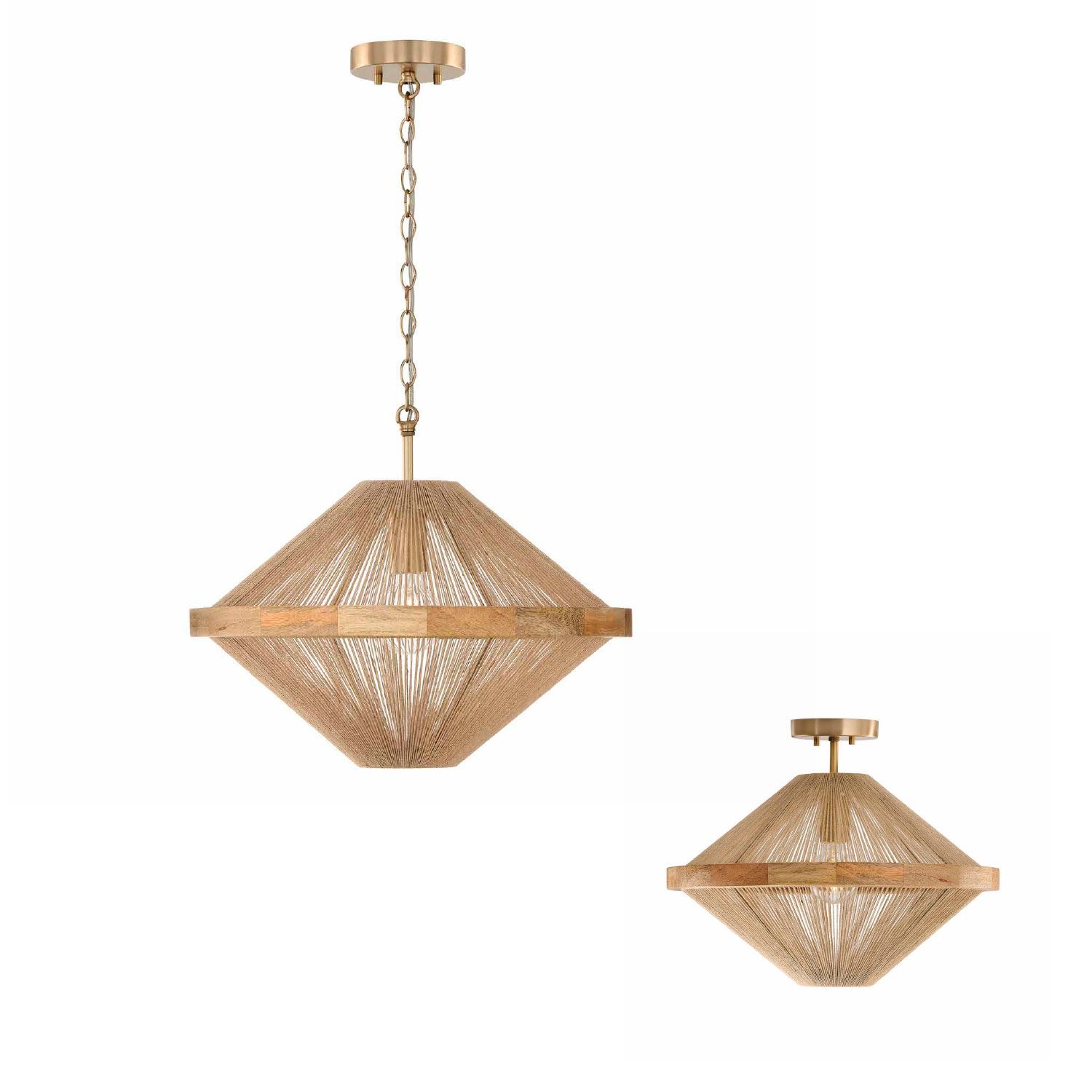 Capital Lighting Maya 19 3/4" Brass and Natural Jute Ceiling Light