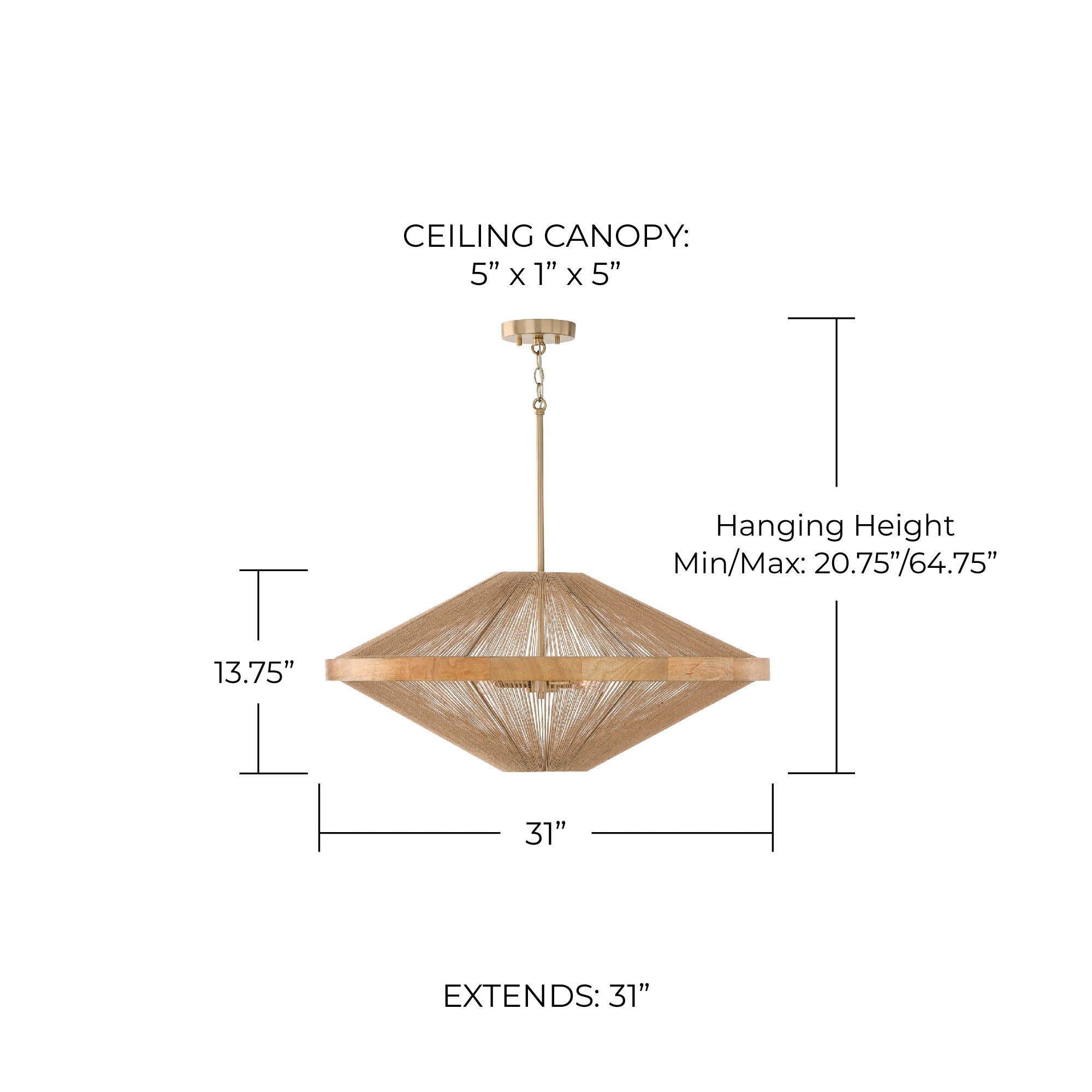 Capital Lighting Maya 31" Wide Matte Brass and Jute Rope Pendant Light