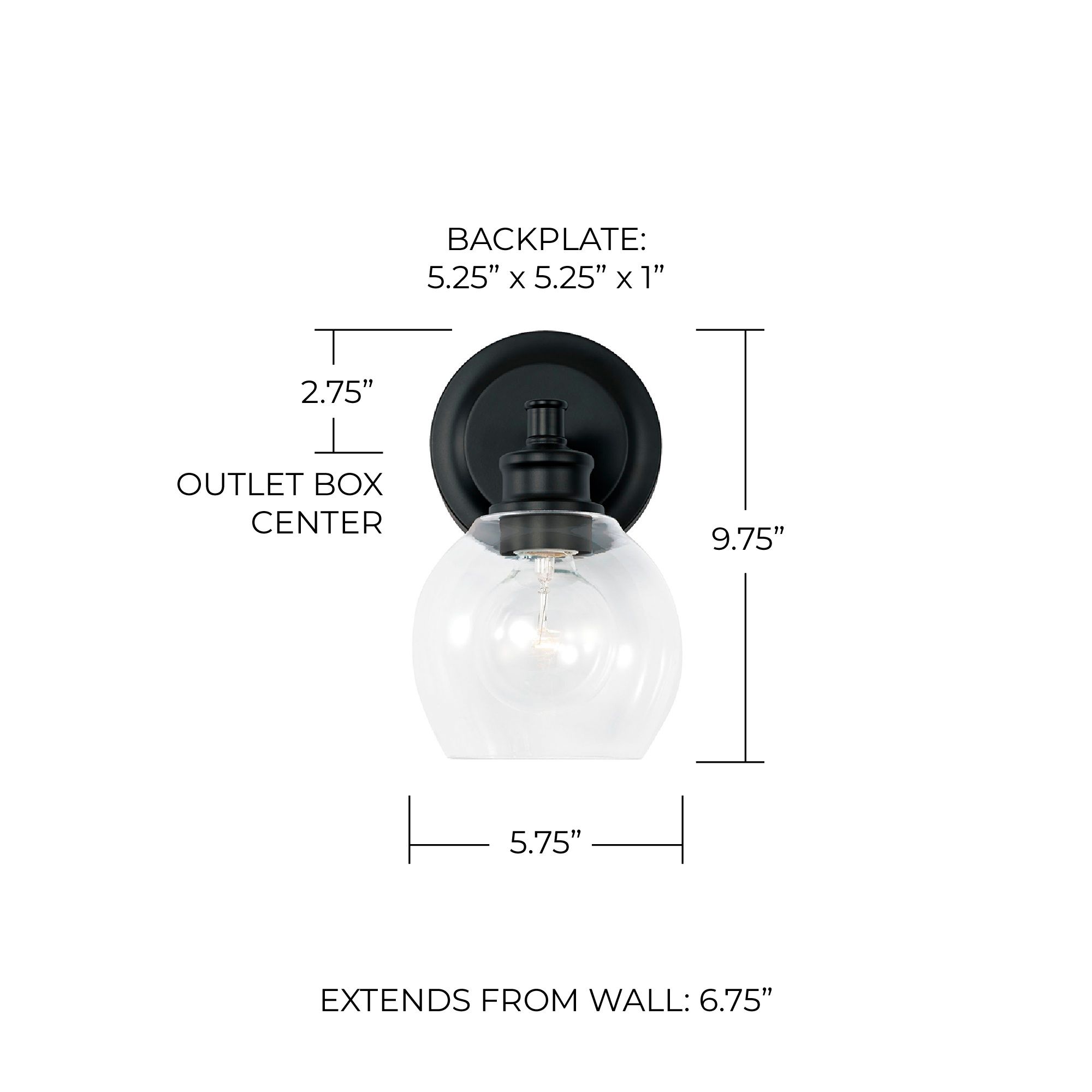 Image 5 Capital Lighting Mid Century 1 Light Sconce 5.75" Matte Black more views