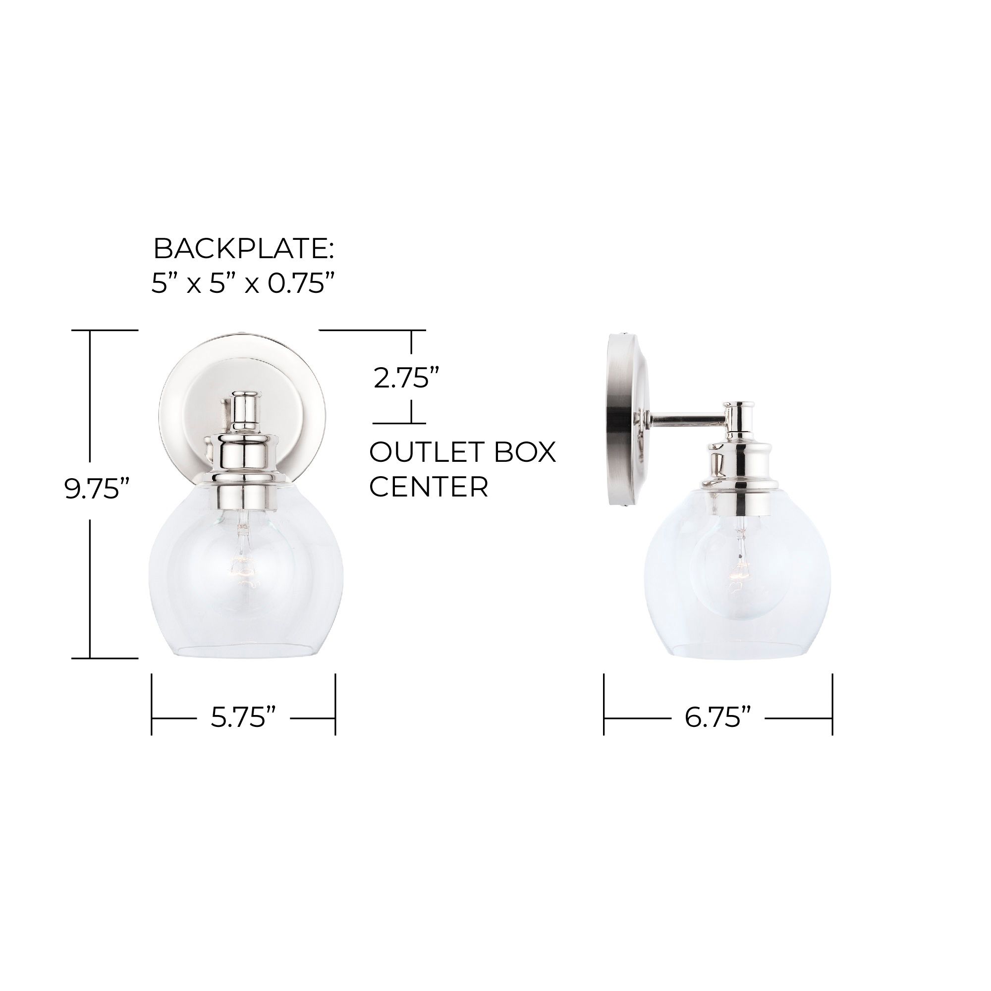 Image 6 Capital Lighting Mid Century 1 Light Sconce 5.75" Polished Nickel more views