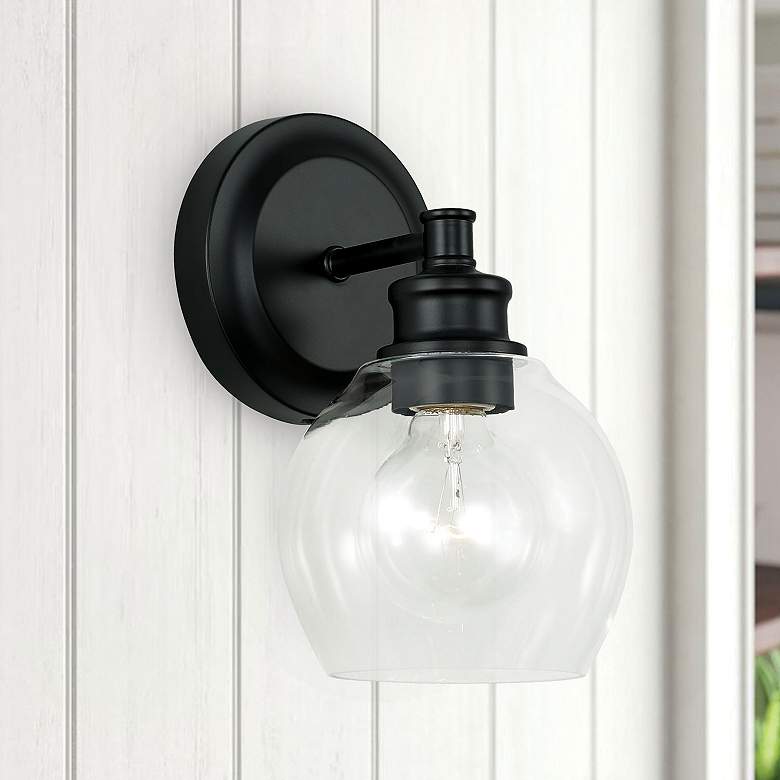 Image 1 Capital Lighting Mid Century 1 Light Sconce Matte Black