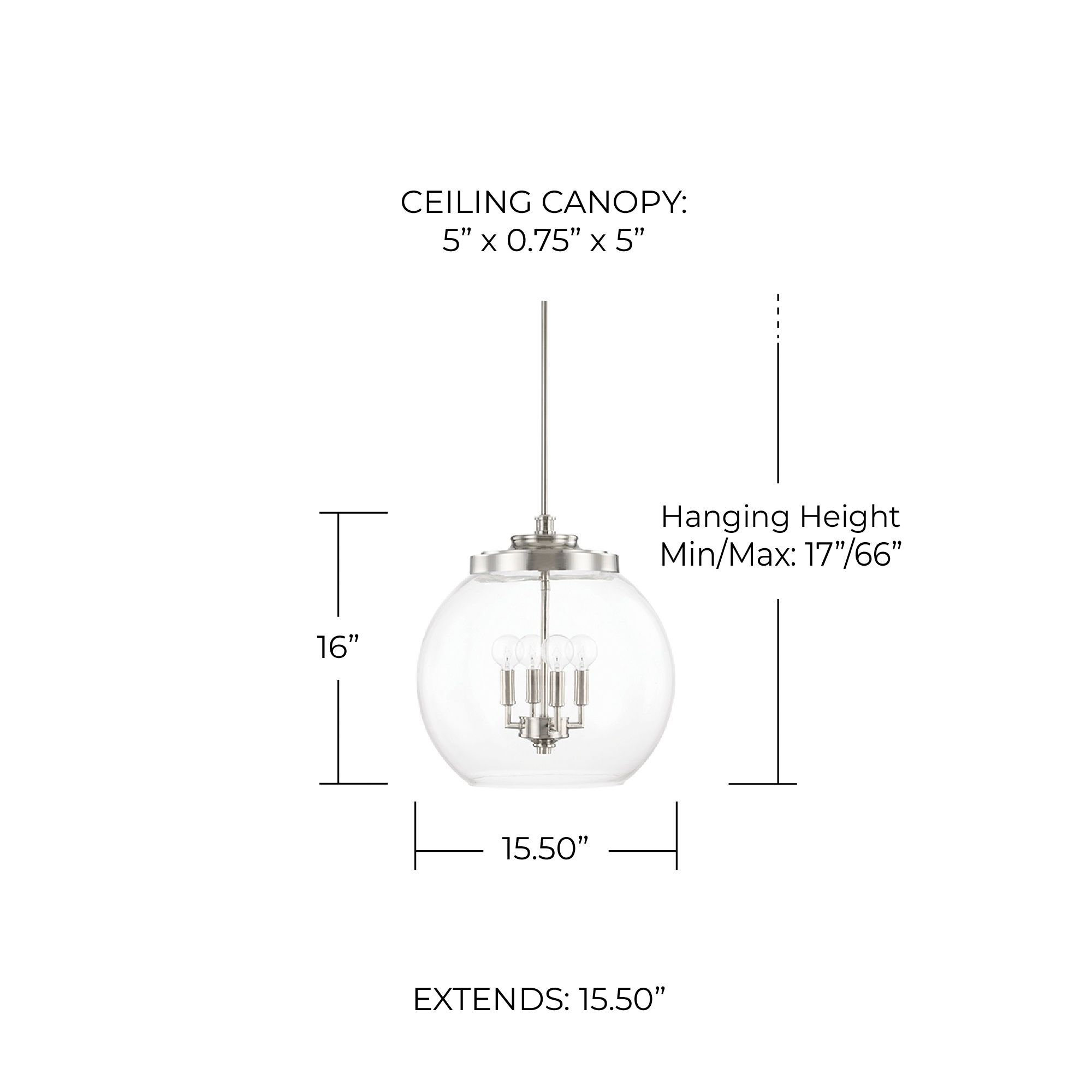 Image 2 Capital Lighting Mid Century 4 Light Pendant 15.5" Polished Nickel more views