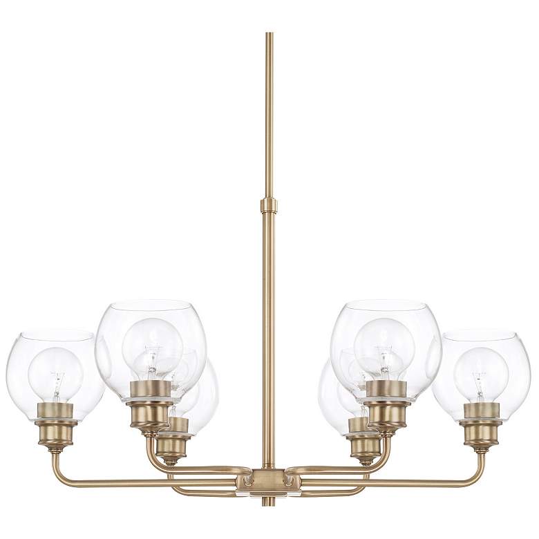 Image 1 Capital Lighting Mid Century 6 Light Chandelier Aged Brass