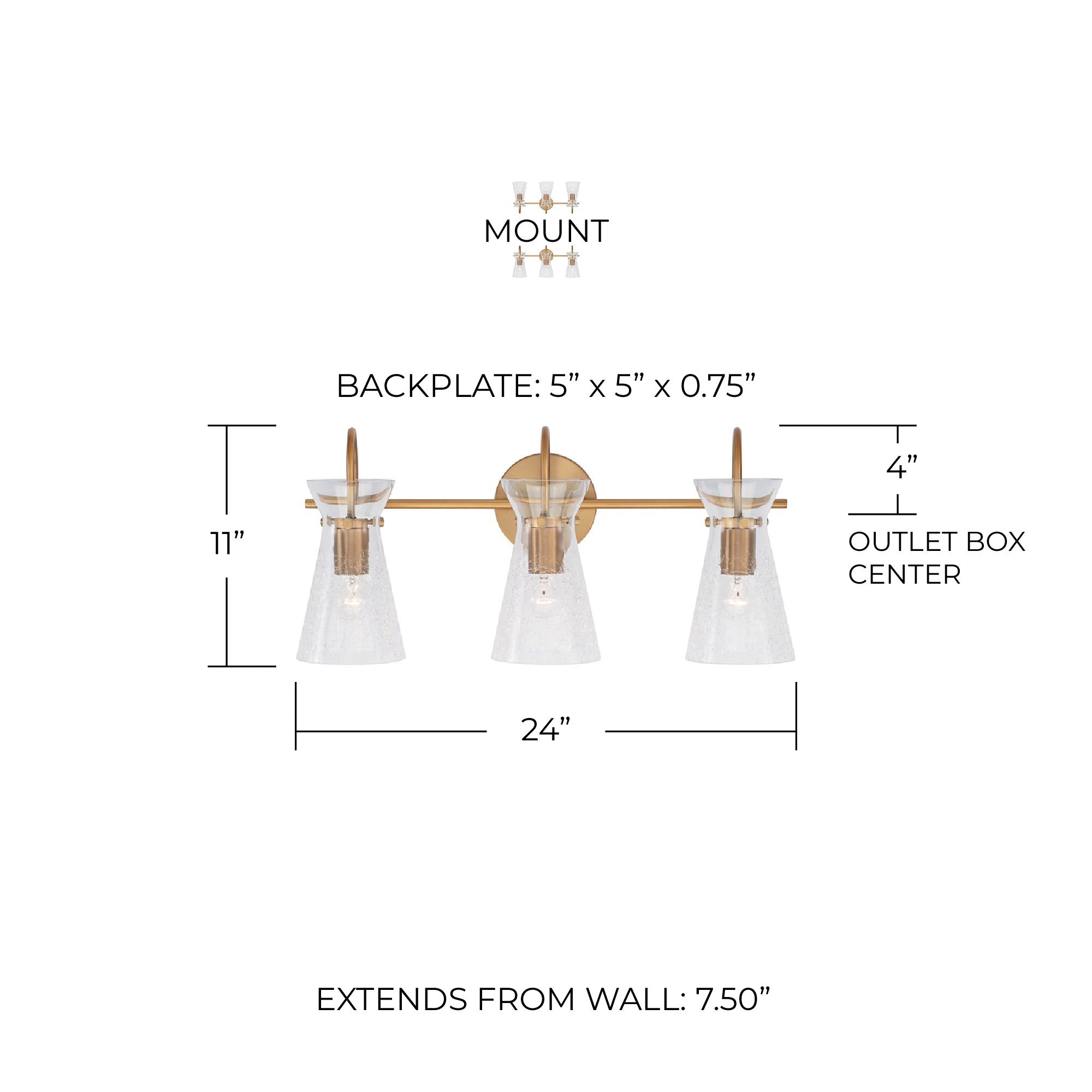 Image 6 Capital Lighting Mila 24" Wide Aged Brass 3-Light Bath Light more views