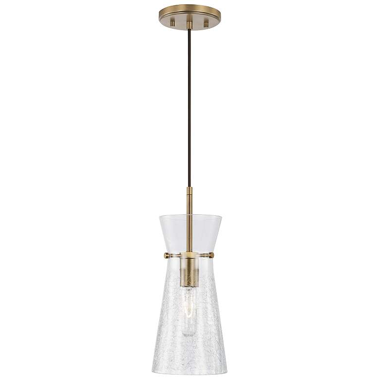 Image 2 Capital Lighting Mila 6 inch Wide Aged Brass Crackle Glass Mini Pendant