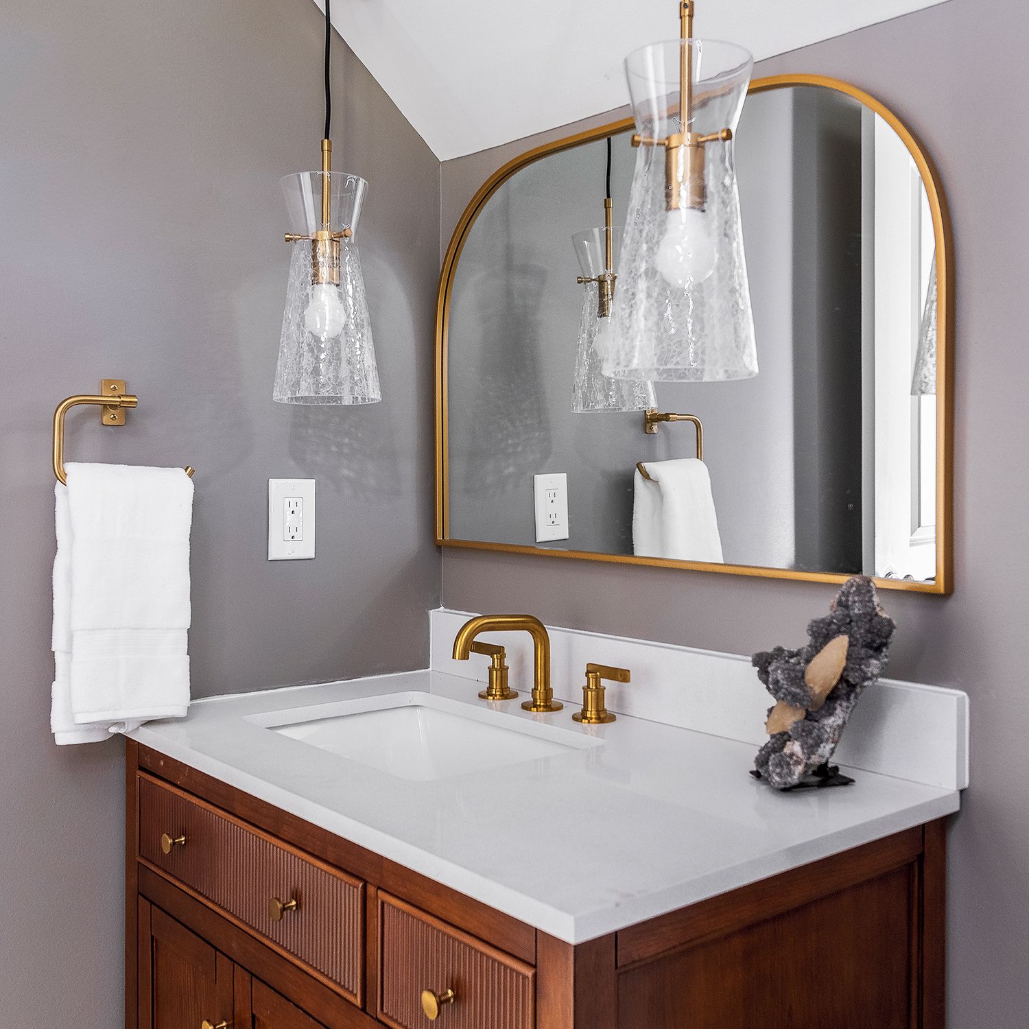 Capital Lighting Mila 6" Wide Aged Brass Crackle Glass Mini Pendant