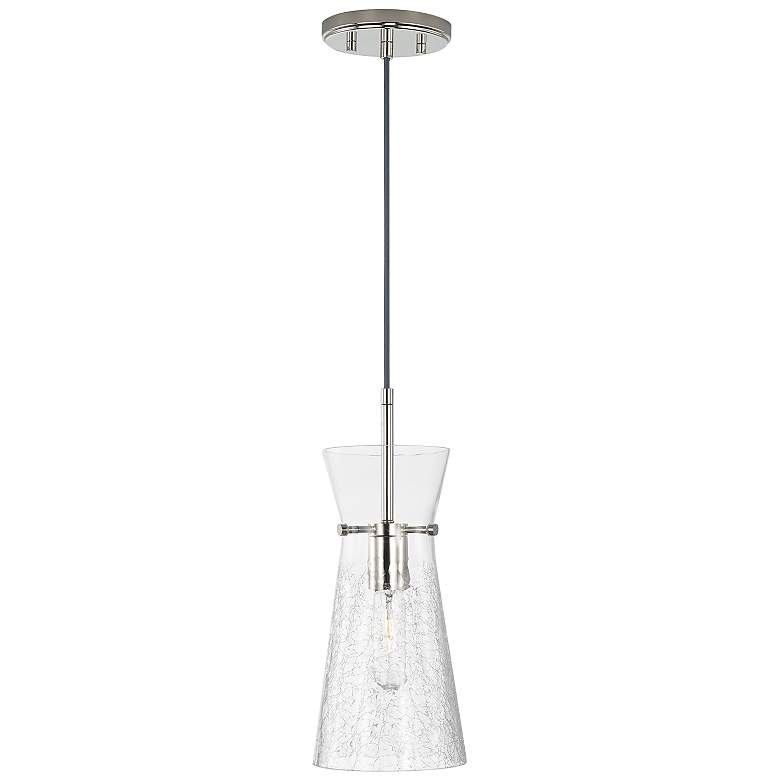 Image 2 Capital Lighting Mila 6" Wide Nickel and Crackle Glass Mini Pendant