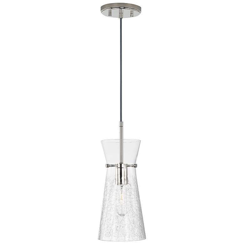 Image 2 Capital Lighting Mila 6 inch Wide Nickel and Crackle Glass Mini Pendant