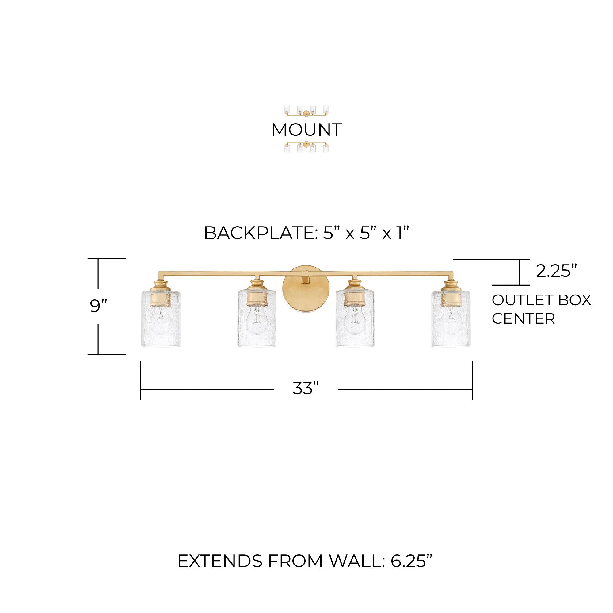 Image 2 Capital Lighting Milan 4 Light Vanity 33" Capital Gold more views