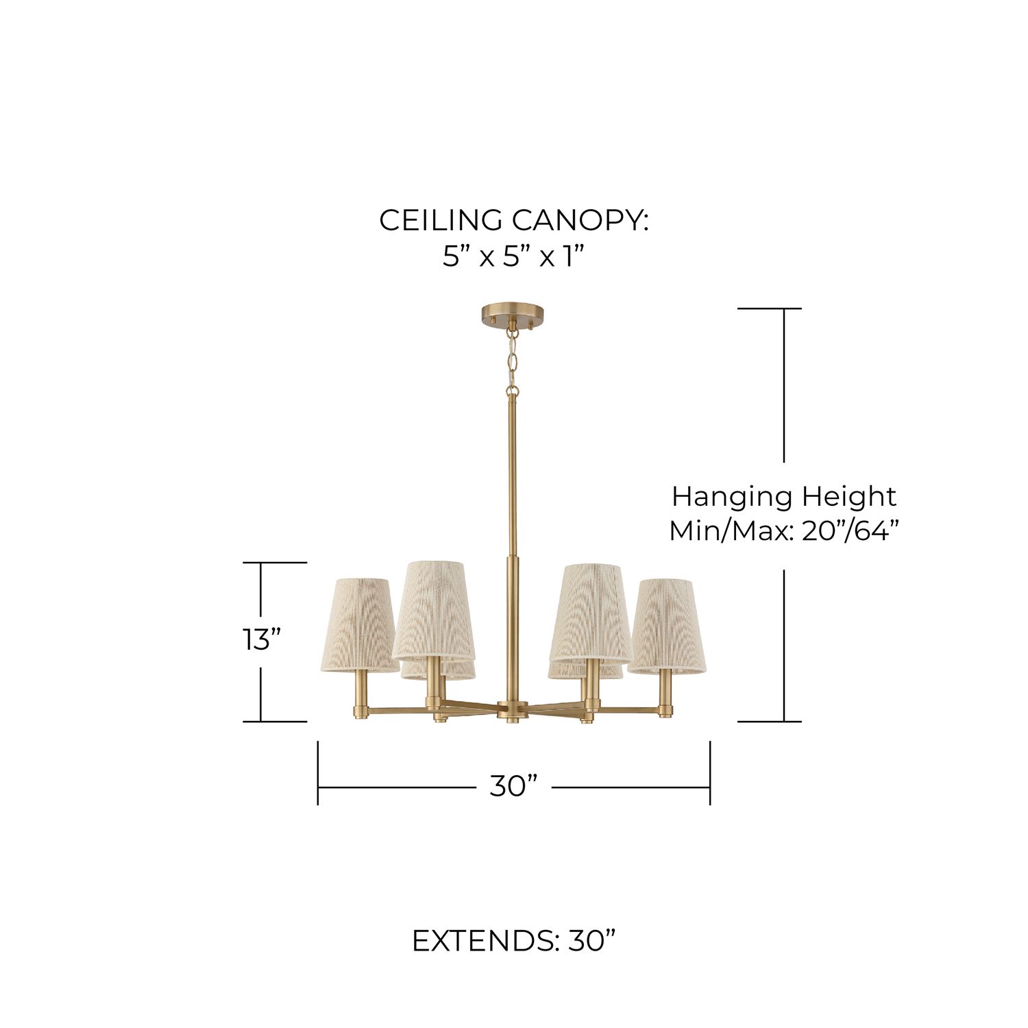 Image 5 Capital Lighting Mira 6 Light Chandelier 30" Matte Brass more views
