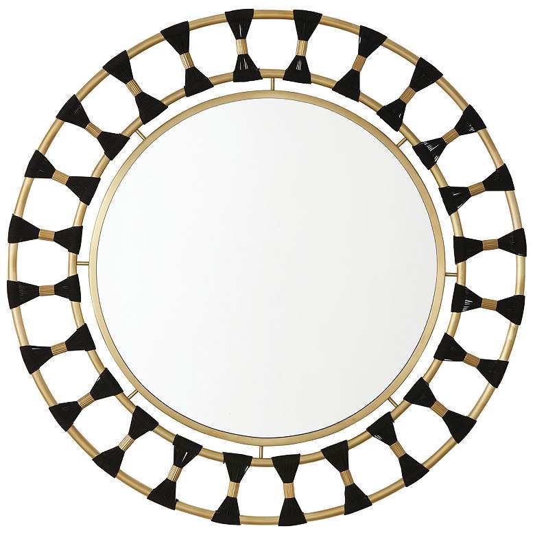 Image 1 Capital Lighting Mirror Decorative Black Rope and Patinaed Brass