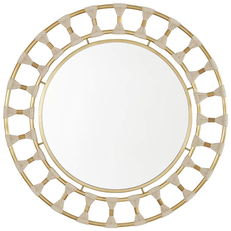 Image 1 Capital Lighting Mirror Decorative Bleached Natural Rope and Patinaed Brass