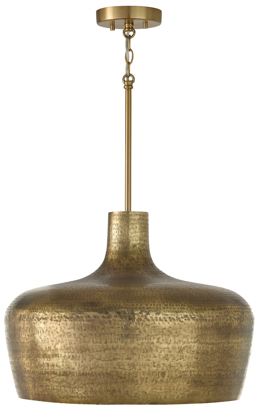 Image 2 Capital Lighting Myriah 1 Light Pendant 19.5" Tibetan Hammered Brass