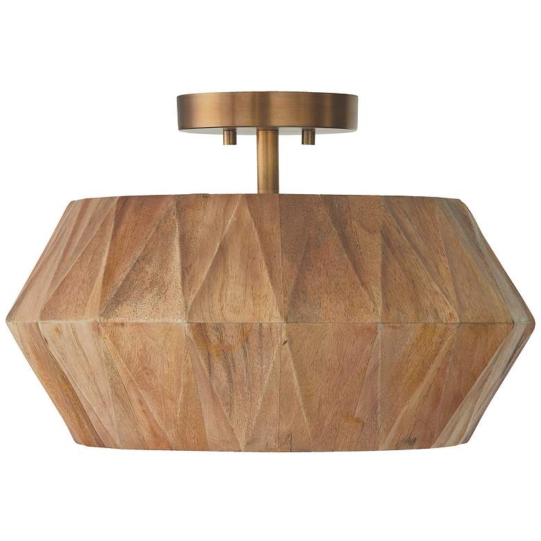 Image 1 Capital Lighting Nadeau 1 Light Semi-Flush Light Wood and Patinaed Brass