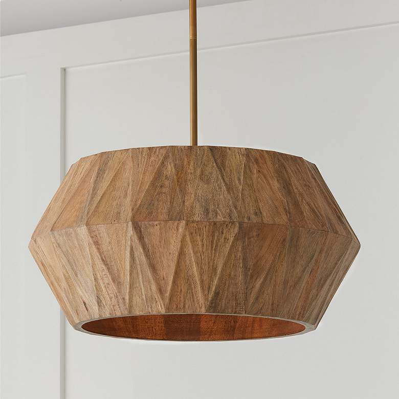 Image 1 Capital Lighting Nadeau 22" Patinaed Brass 4-Light Wood Shade Pendant