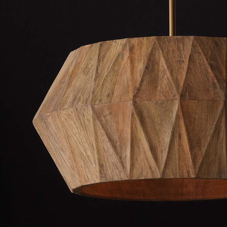 Image 4 Capital Lighting Nadeau 22" Patinaed Brass 4-Light Wood Shade Pendant more views