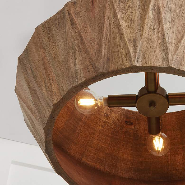 Image 6 Capital Lighting Nadeau 22" Patinaed Brass 4-Light Wood Shade Pendant more views