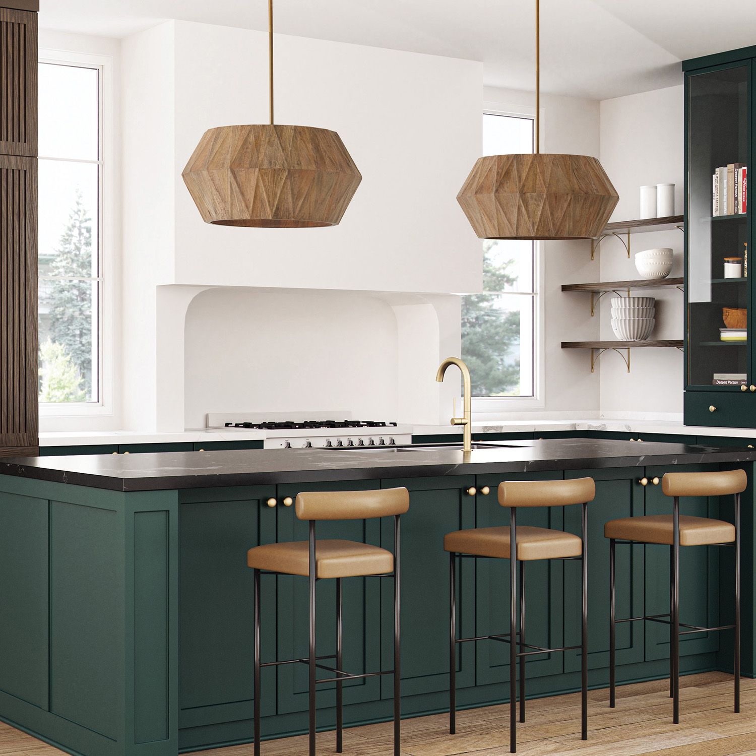 Image 7 Capital Lighting Nadeau 22" Patinaed Brass 4-Light Wood Shade Pendant more views