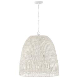 Capital Lighting Naomi 24" 3-Light Chalk White Rattan Dome Pendant