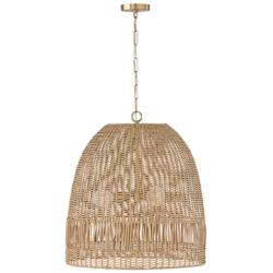 Capital Lighting Naomi 24" Wide 3-Light Matte Brass and Rattan Pendant