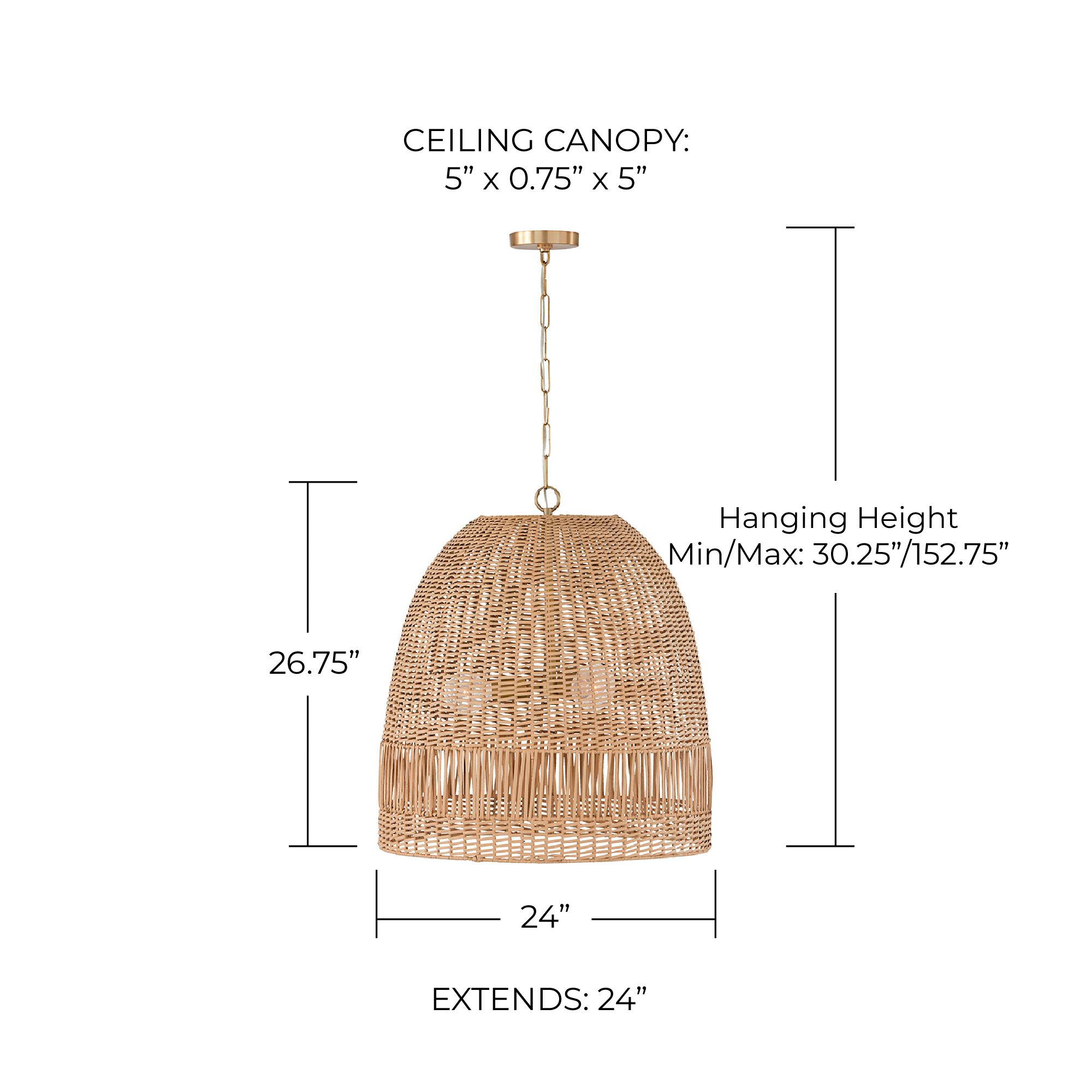 Image 4 Capital Lighting Naomi 24" Wide 3-Light Matte Brass and Rattan Pendant more views
