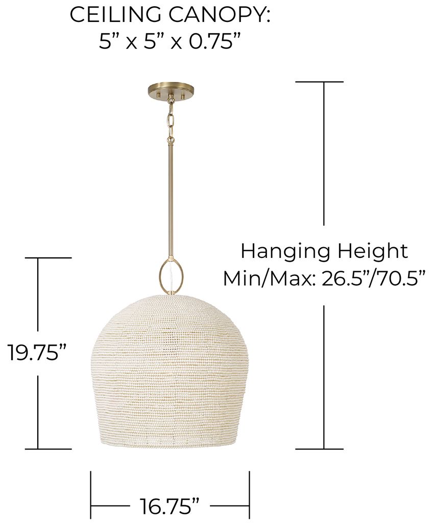 Capital Lighting Natalia 1 Light Pendant 16.75" Aged Brass
